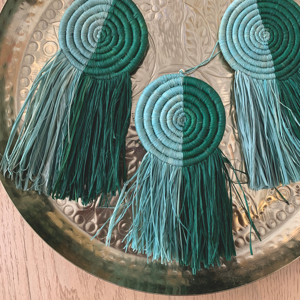 Teal Fringed Wall Hanging